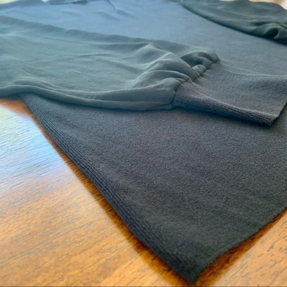 Talbots Dressy V Neck Sweater With Sheer Sleeves - Picture 6 of 11